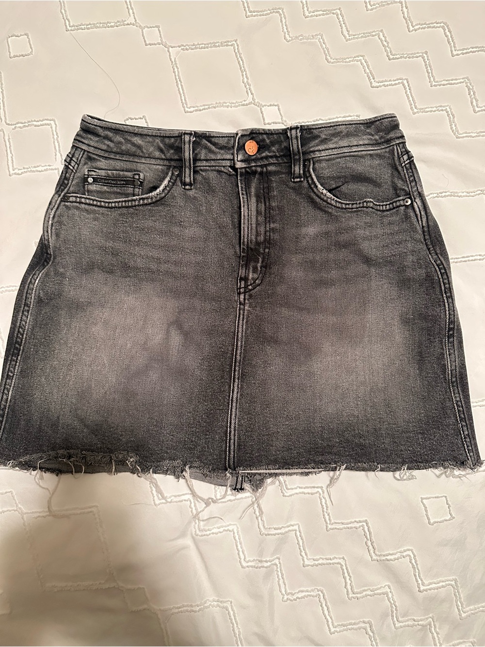 Calvin Klein Jeans Washed Black Denim Mini Skirt